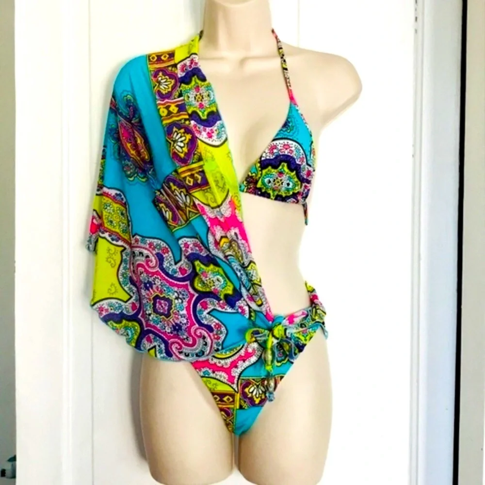 ONDALMAR 3pc Bikini plus Sarong‎ Set Brazilian
